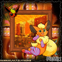 {♥Fluffy Fire Cat - Flareon in Stockings♥} анимированный гифка