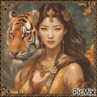 Contest - Asian fantasy & tiger - Free animated GIF