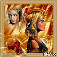 Egyptian Girl - Gold Background - Бесплатный анимированный гифка
