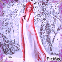 Mujer bajo la nieve - Безплатен анимиран GIF