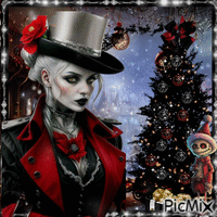 Mujer gótica - Navidad - GIF animado grátis