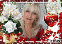 roses blanche , coeur - GIF animado gratis