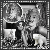 Marilyn Monroe in black and white - GIF animé gratuit