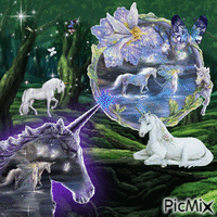 unicorn forest animovaný GIF