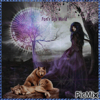 Gothic Lady with Wolves - Gratis geanimeerde GIF