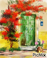 Green Door - GIF animasi gratis