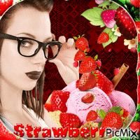 strawberry ice cream - GIF animé gratuit