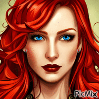WOMAN WITH  RED HAIR animovaný GIF