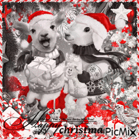 Christmas animal - Red, black and white - GIF animado gratis