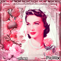 Portrait femme vintage en rose