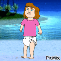 Baby at night beach GIF animado