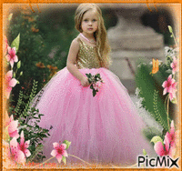 Petite fille en rose - GIF animé gratuit