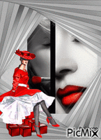 Lady is red... animoitu GIF