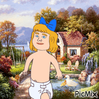 Baby spending the day outdoors GIF animé