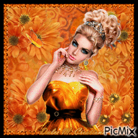 woman in orange November 2018 geanimeerde GIF