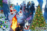 Рождество в селе Моты - Besplatni animirani GIF