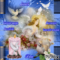 Pour toi Joel ♥♥♥ Je te dit bon courage et ces colombes et cette ange te protégerons et veillerons sur toi. Gif Animado