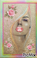 Mujer y rosa. - Zdarma animovaný GIF