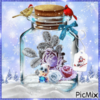 Winter Flowers Rose jar GIF animé