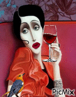 Con una copa de vino - Animovaný GIF zadarmo