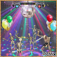 skeleton party GIF animé