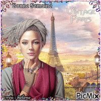 concours : Femme sur fond de Tour Eiffel - Vintage - Darmowy animowany GIF