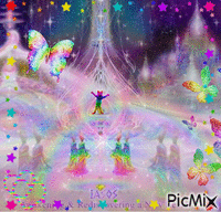 Rainbow aliens GIF animata
