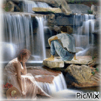 peaceful waterfall GIF animé