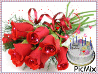 Róże i tort - Безплатен анимиран GIF