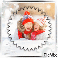 Mutter und Kind im Winter GIF animé