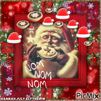 {{Santa eating an ENTIRE Mince Pie}} - Gratis animerad GIF