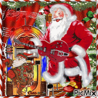 Père Noël Rock'n'roll / concours - Gratis geanimeerde GIF