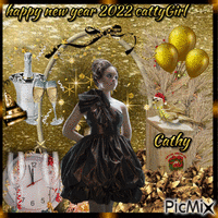 happy new year 2022 CattyGirl κινούμενο GIF