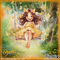 girl on a swing - GIF animado grátis