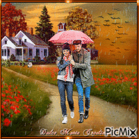 Couple walking in the rain... April 2018 - Безплатен анимиран GIF