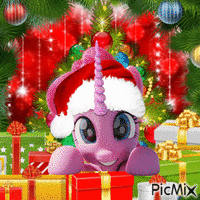 Unicorn Pinkie Pie with Gifts GIF animé