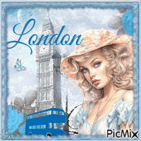 Londres en aquarelle - Tons bleus GIF animé