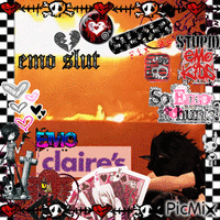 emo kid playing solitaire behind a claire's dumpster - GIF animado gratis