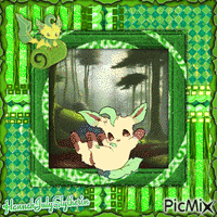 {♣}Happy Leafeon rolling in the muck{♣} animēts GIF