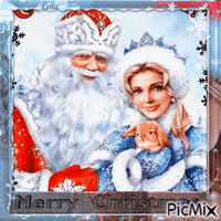 Merry Christmas. Santa and wife animovaný GIF
