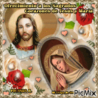 CORAZONES DE JESUS Y MARIA - GIF animado gratis