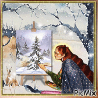 painting in snow - Zdarma animovaný GIF