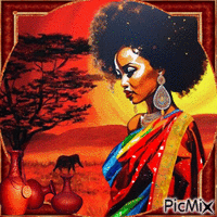 Арт портрет африканки Gif Animado