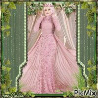 Mariée en robe rose