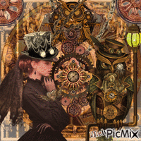 steampunk brown and white style