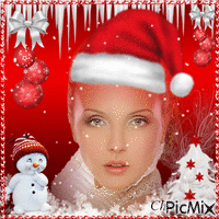 Portrait de femme avec bonnet de Noël - GIF เคลื่อนไหวฟรี