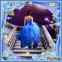 Lady In Blue - Free animated GIF