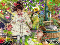 The little girl watered.❤ анимиран GIF