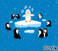 Carol Singing Penguin - Бесплатный анимированный гифка