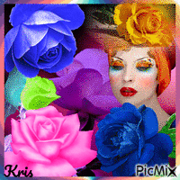 Roses colorées - Бесплатный анимированный гифка